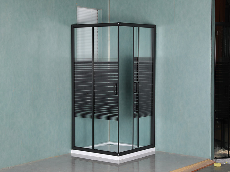 두 배 구멍 손잡이를 가진 SQ 검정 알루미늄 단면도 사각 미끄러지는 샤워 울안 두 배 구멍 손잡이를 가진 SQ 검정 알루미늄 단면도 사각 미끄러지는 샤워 울안