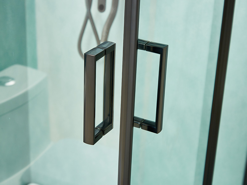 SQ 슬라이딩 샤워 인클로저, 투명 강화 유리, 검정색 알루미늄 프로파일, 이중 구멍 손잡이, 트레이 포함 SQ 슬라이딩 샤워 인클로저, 투명 강화 유리, 검정색 알루미늄 프로파일, 이중 구멍 손잡이, 트레이 포함