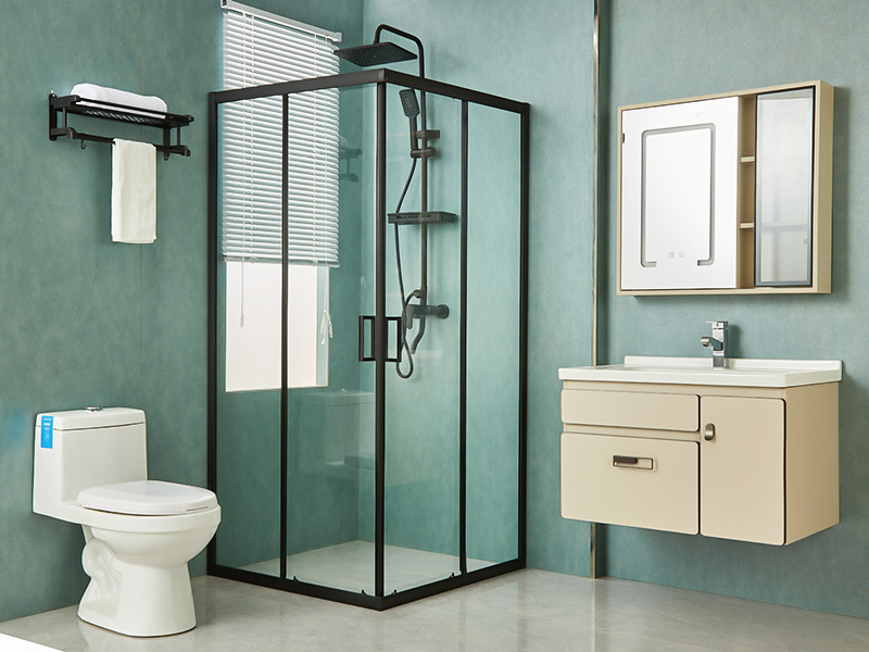 SQ 슬라이딩 샤워 인클로저, 투명 강화 유리, 검정색 알루미늄 프로파일, 이중 구멍 손잡이, 트레이 포함 SQ 슬라이딩 샤워 인클로저, 투명 강화 유리, 검정색 알루미늄 프로파일, 이중 구멍 손잡이, 트레이 포함