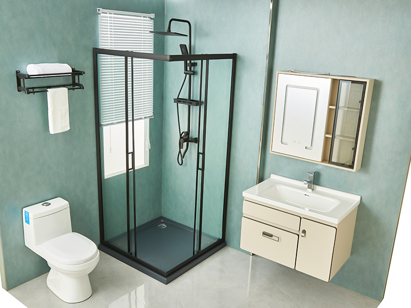 SQ 슬라이딩 샤워 인클로저, 투명 강화 유리, 검정색 알루미늄 프로파일, 이중 구멍 손잡이, 트레이 포함 SQ 슬라이딩 샤워 인클로저, 투명 강화 유리, 검정색 알루미늄 프로파일, 이중 구멍 손잡이, 트레이 포함