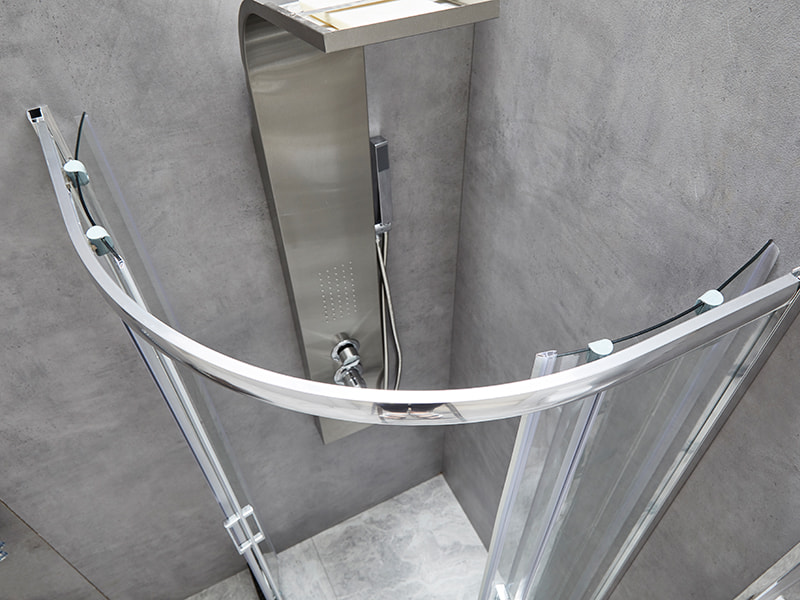 SE 슬라이딩 샤워 인클로저, 투명 강화 유리, 크롬 알루미늄 프로파일, 이중 구멍 손잡이, 트레이 없음 SE 슬라이딩 샤워 인클로저, 투명 강화 유리, 크롬 알루미늄 프로파일, 이중 구멍 손잡이, 트레이 없음